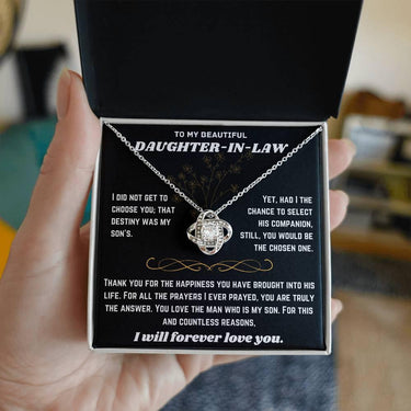 To My Beautiful Daughter-in-Law - Love Knot Necklace Gift Set - SLDDL0020 - Sunshine Letters Co